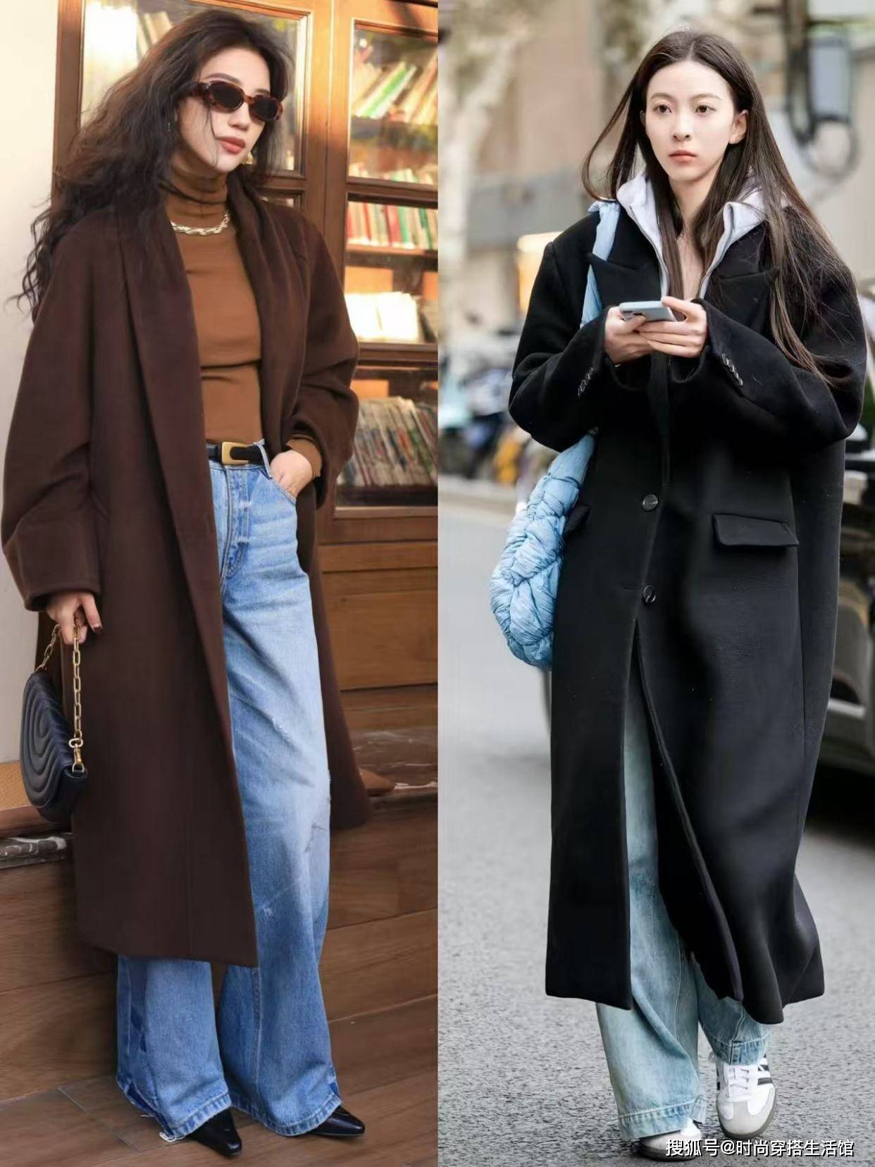 果然，穿大衣还是最配“牛仔裤”，优雅高级还时髦，直接照抄作业