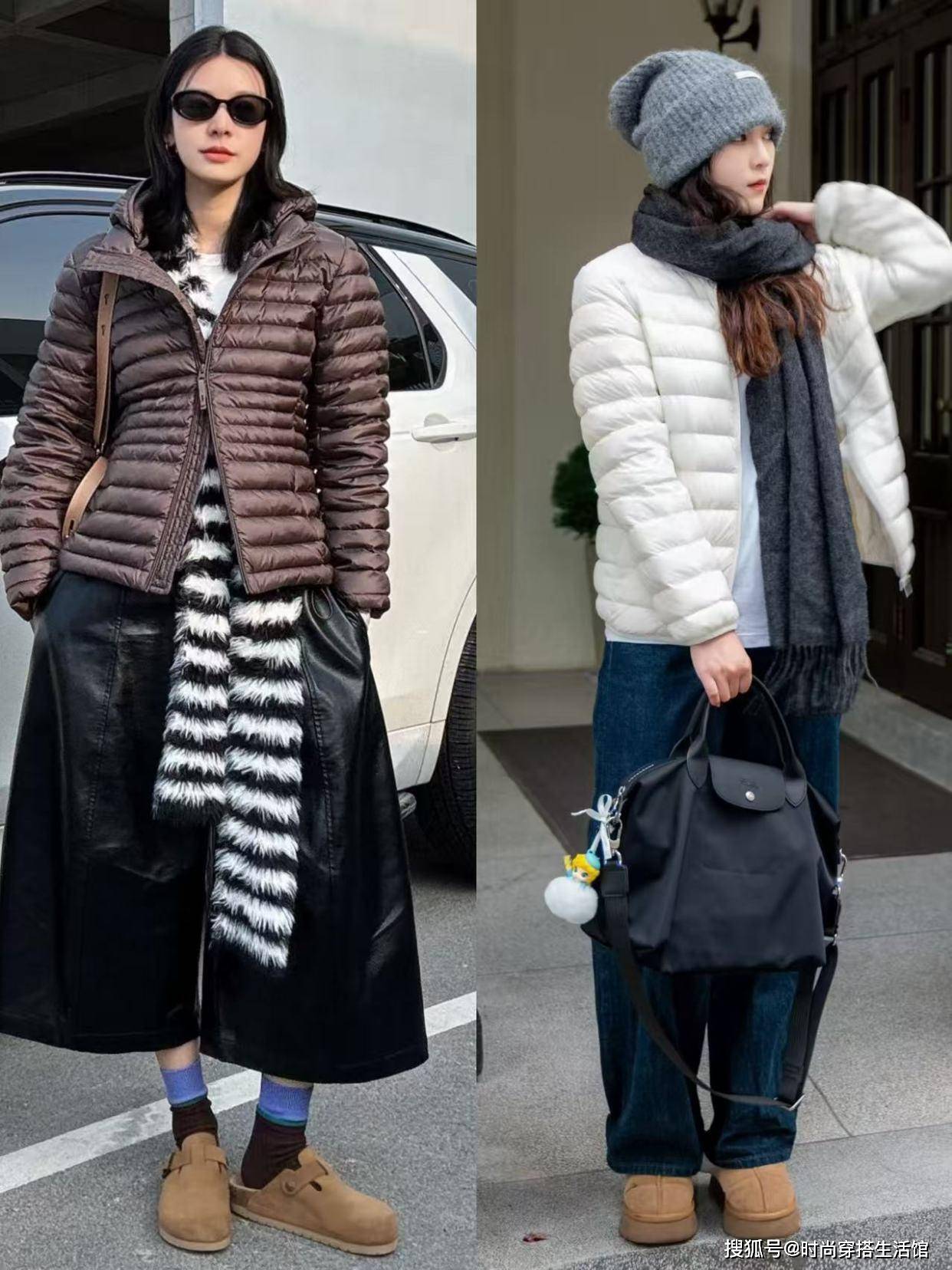 降温后才知道：冲锋衣过时了！满大街都是“排骨羽绒服”，好时髦