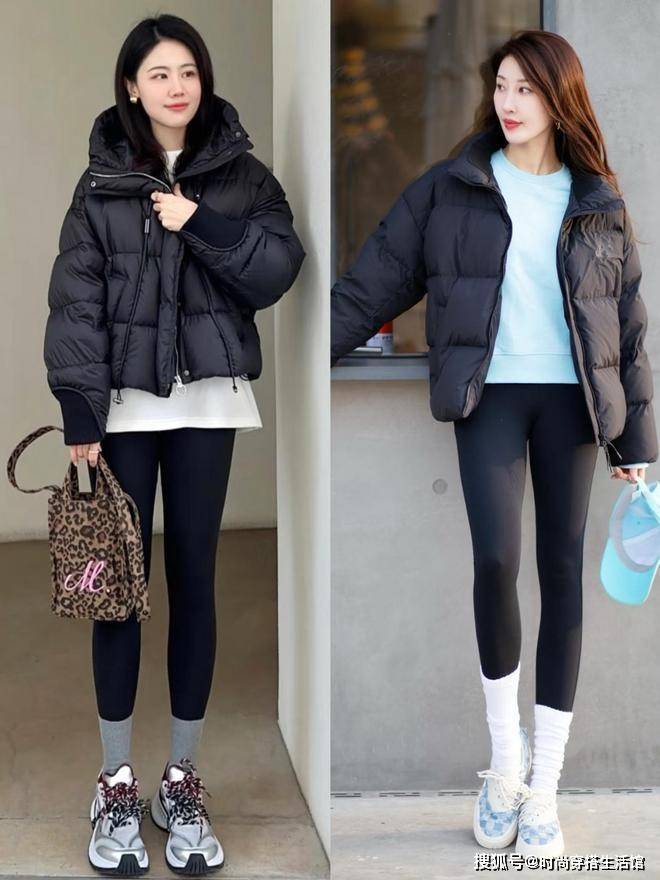今冬火了一种穿搭：叫“上半身羽绒服，下半身无痕裤”，好看保暖