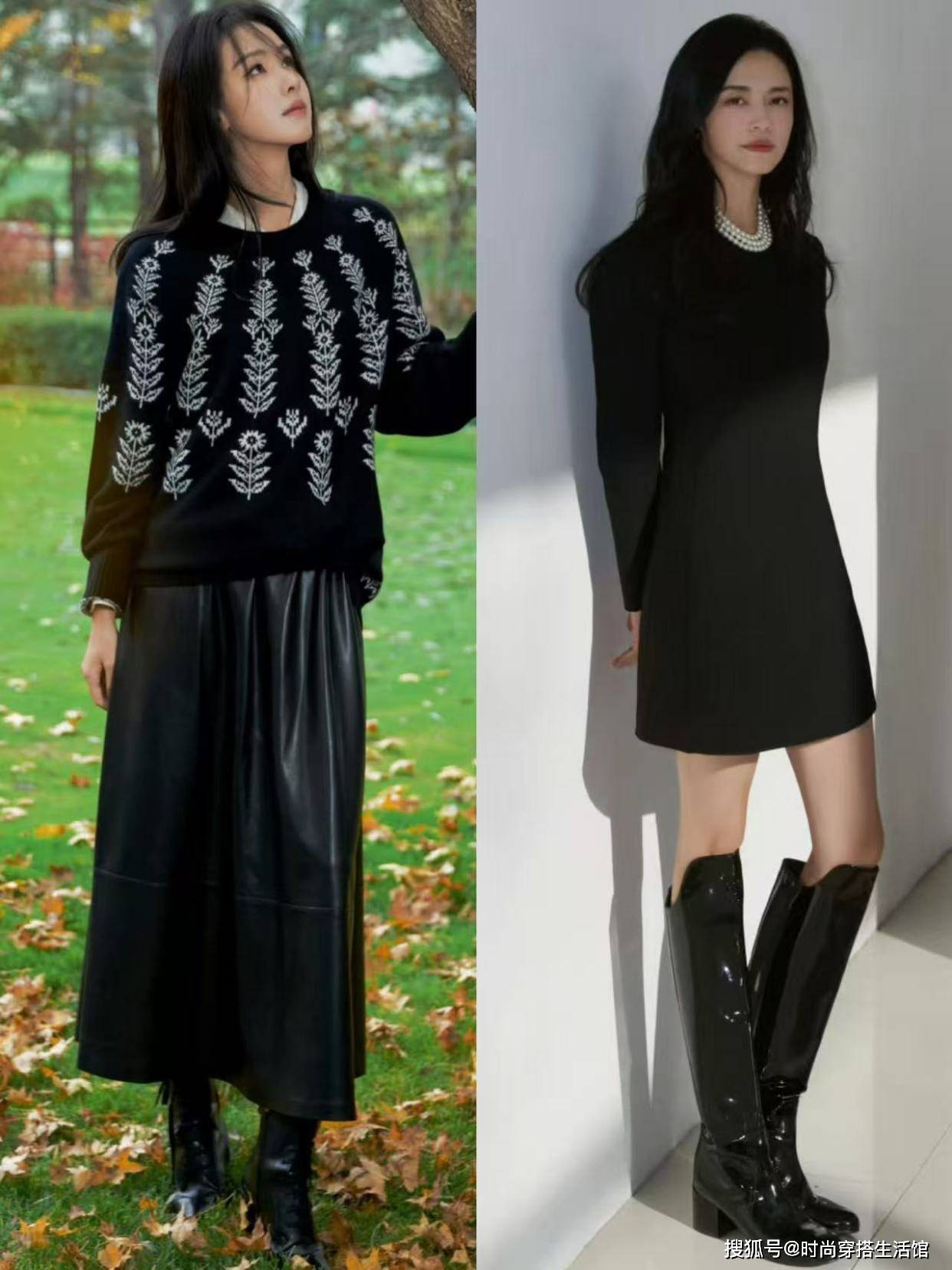 今年火了一种新穿法，叫“裙中靴”，时髦保暖又高级，这也太美了