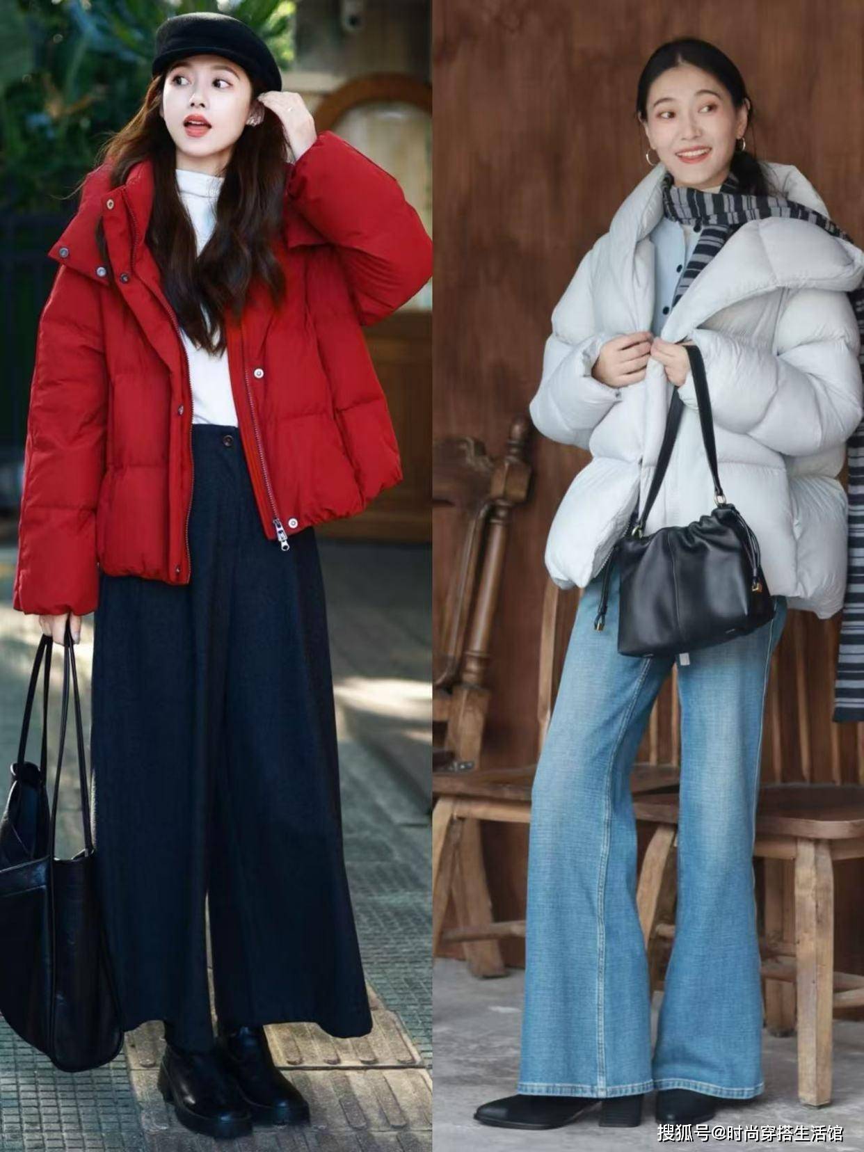 今冬“短羽绒”下面尽量少配雪地靴，这样穿减龄时髦，谁穿谁好看