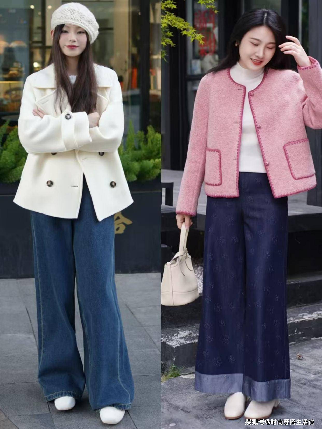 今年请一定要这样穿：短大衣+阔腿裤，回头率高还很时尚，真洋气