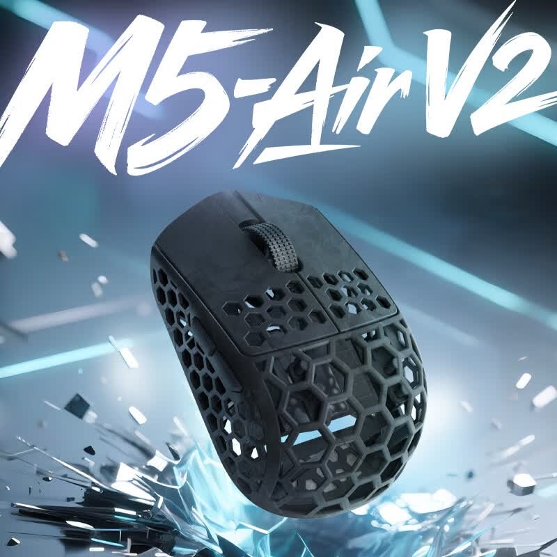 达摩鲨推出 30g 指握鼠标 M5 AIR V2：nRF54L15 主控，光学微动