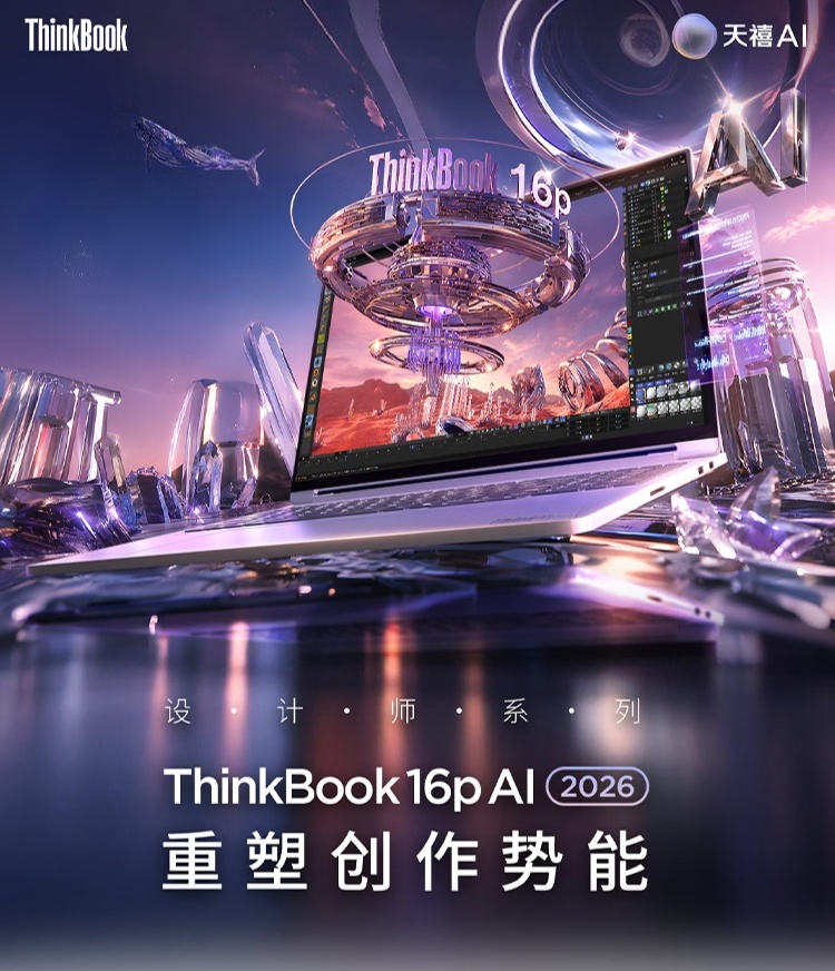 联想推出 ThinkBook 16p 2026 笔记本：酷睿 Ultra 9 290HX Plus、RTX 5060 版本 16999 元