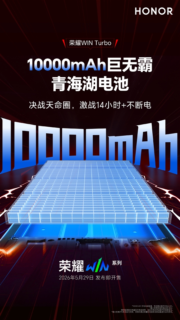 峰值亮度8000nits！荣耀WIN Turbo搭载6.79英寸绿洲护眼屏