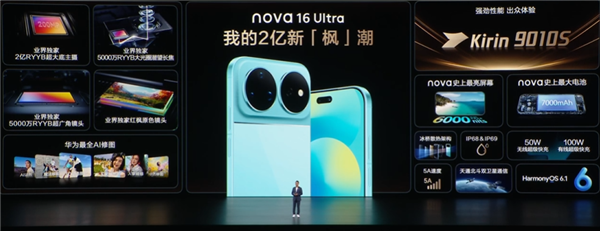 麒麟9系加持最强nova!华为nova 16 Ultra发布:4699元起