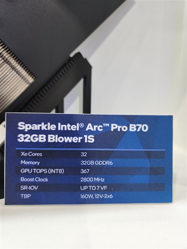 32GB显存压进单槽！撼与锐炫Pro B70涡轮卡现身：8卡堆出256GB