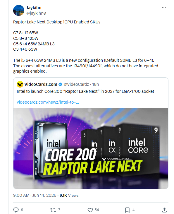 承认Core 200S惨败!Intel将发布14代酷睿翻新版:回归DDR4内存 插槽不变 主打性价比