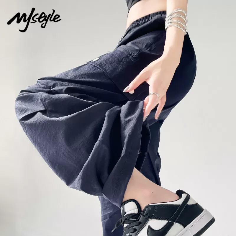 MJ STYLE美式速干工装裤女2026夏季款高腰显瘦伞兵阔腿运动登山裤