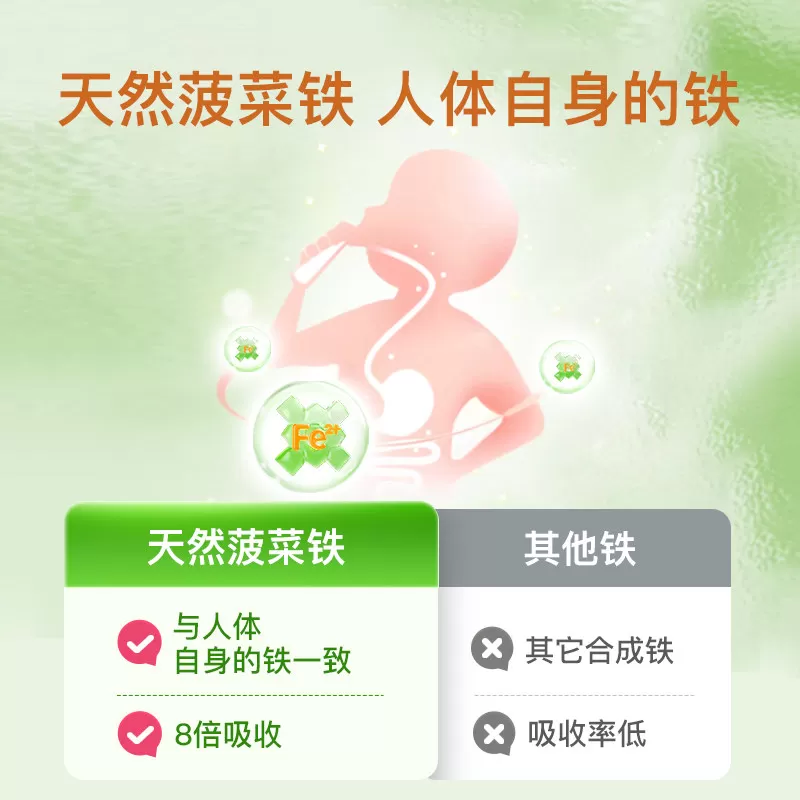 inne因你天然菠菜铁婴幼儿铁剂儿童专用补铁宝宝贫血口服液*3