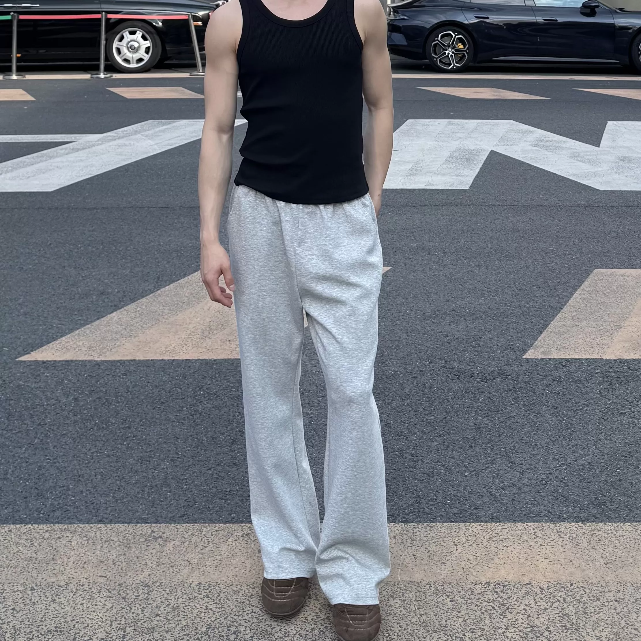 本源ULTISO 美式休闲弯刀卫裤健身运动微喇宽松百搭显高直筒长裤