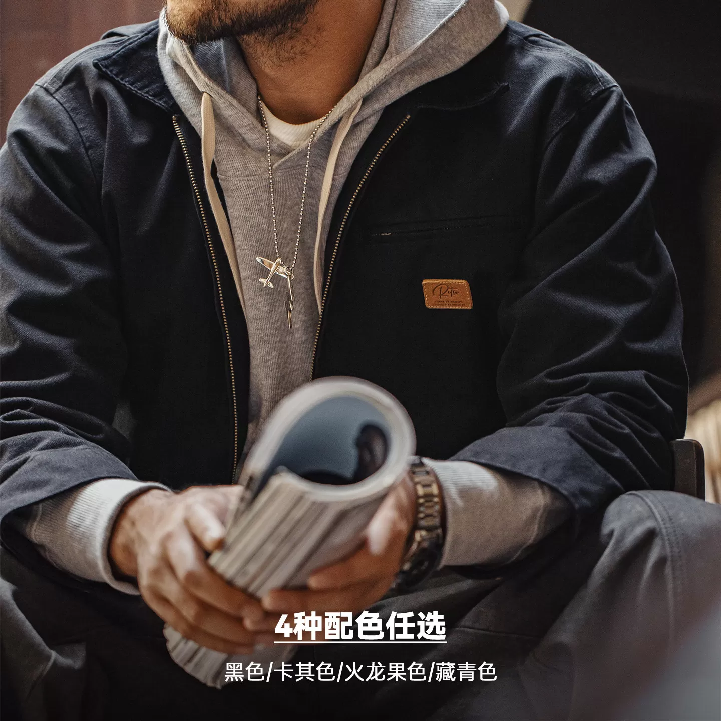 马登工装谷仓夹克J001星际穿越底特律猎装美式巴恩风翻领外套男春