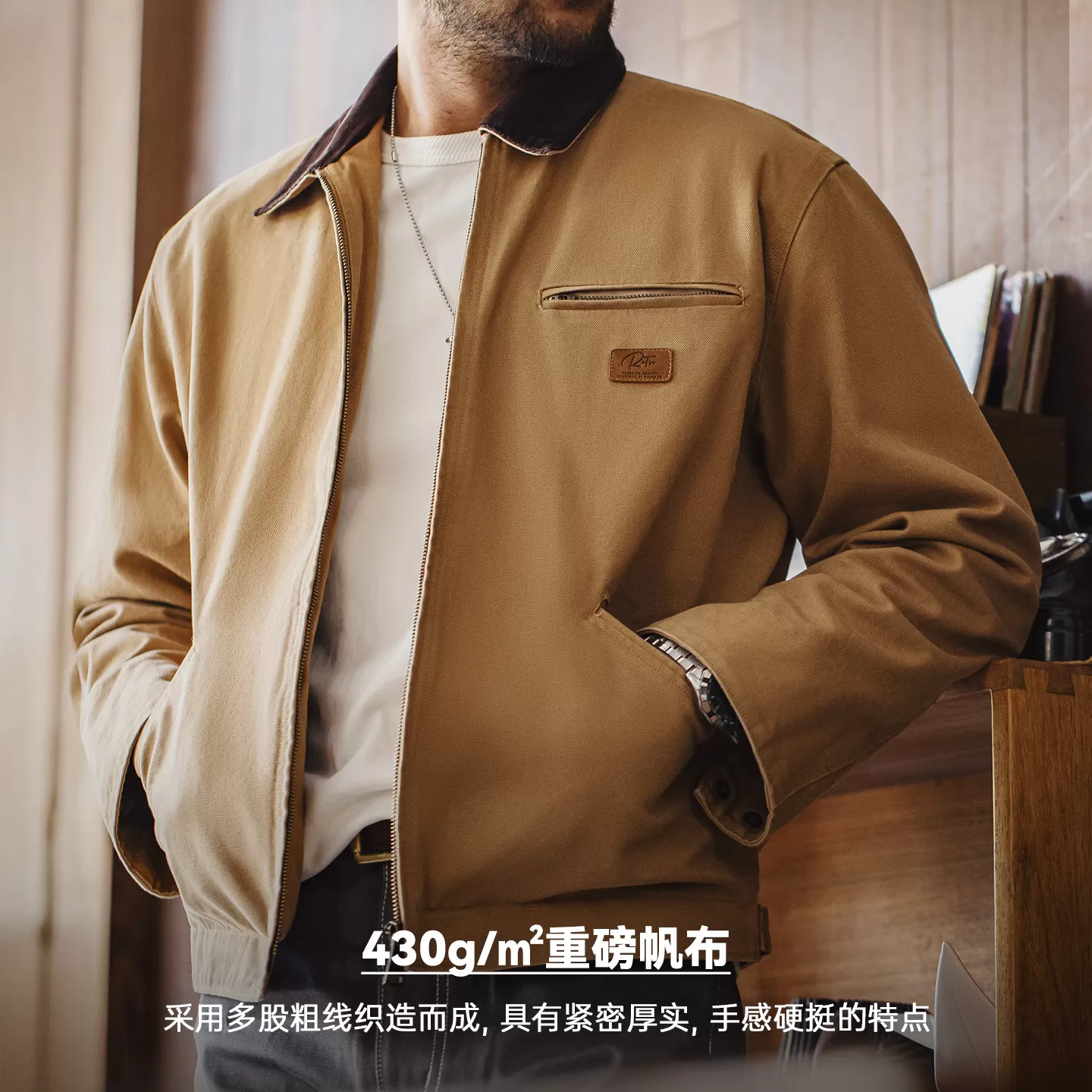 马登工装谷仓夹克J001星际穿越底特律猎装美式巴恩风翻领外套男春