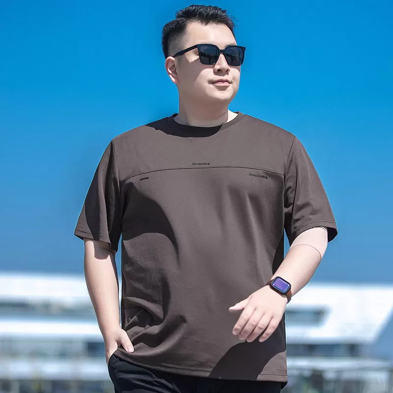 2026夏季新款圆领百搭半袖t恤男大码棉汗衫胖子时尚休闲短袖体恤