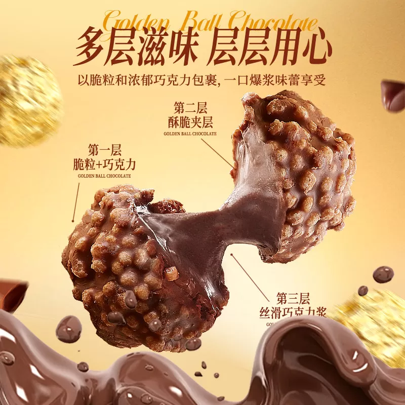 比比赞金球巧克力爱心礼盒夹心糖果过年年货结婚喜糖(代可可脂)