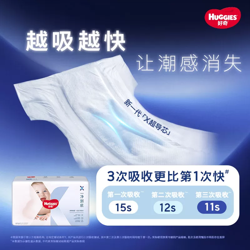 【速吸隔菌】好奇官方自营X系列一净到底婴儿纸尿裤拉拉裤NB-XXXL