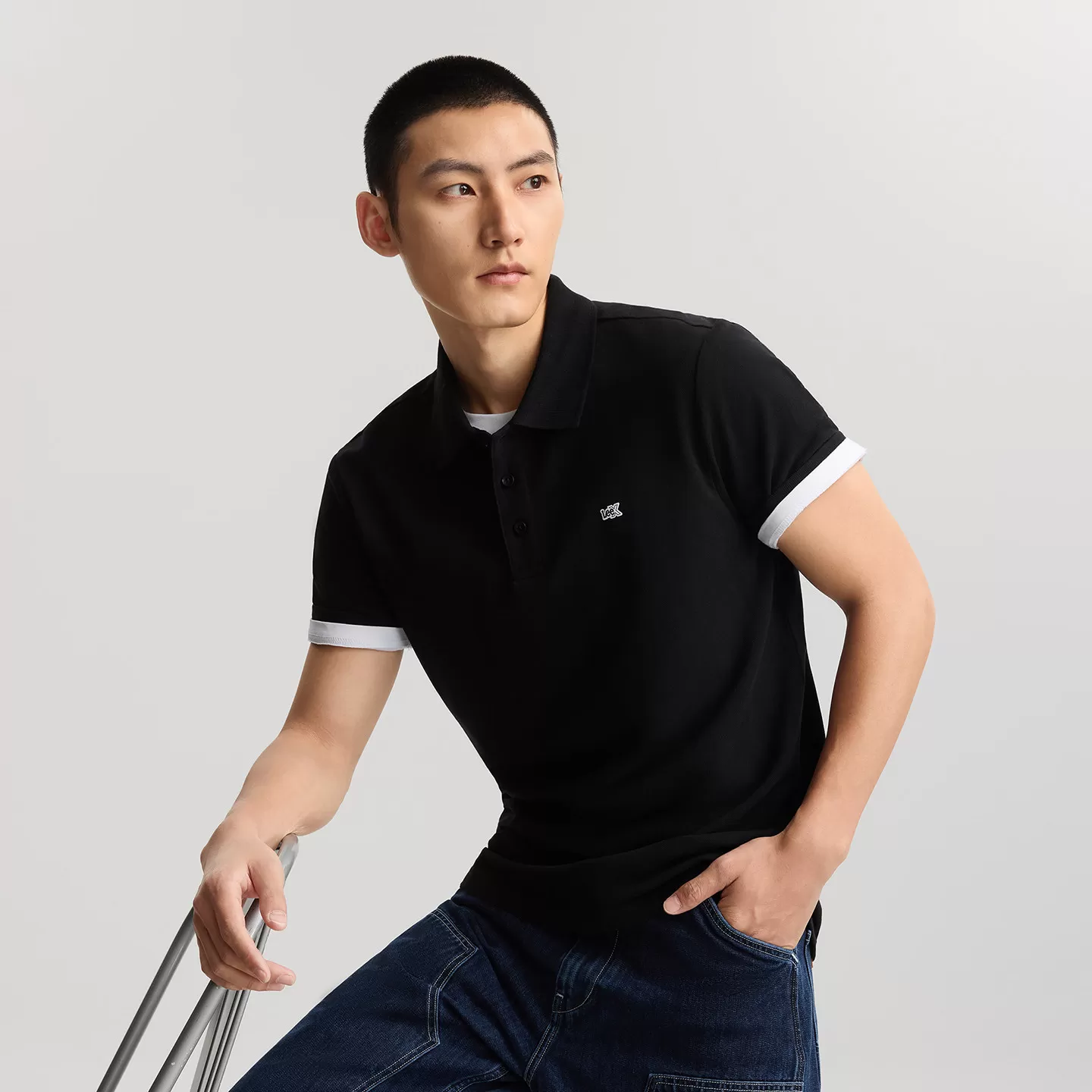 【NCT JAEMIN同款】Lee经典翻领小Logo徽标男复古撞色短袖polo衫