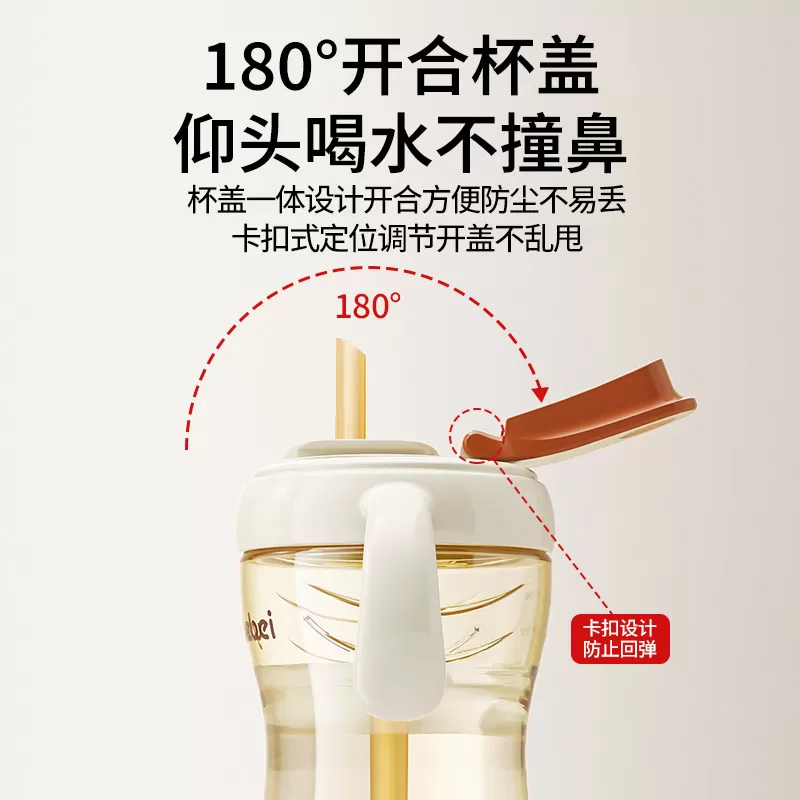 宝宝水杯直饮学饮吸管喝奶杯1-2-3岁以上儿童刻度牛奶杯PPSU奶瓶