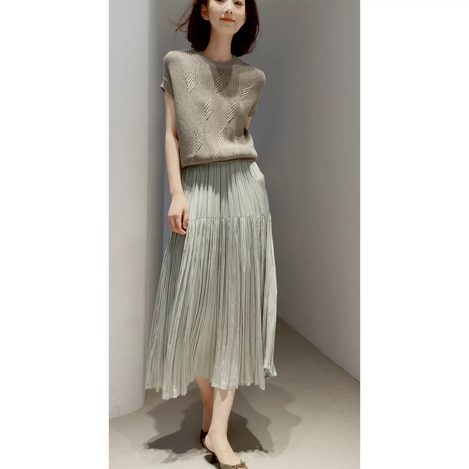 水仙~妖裙!26新【進口/可机洗免烫】松紧腰-真丝里/蒲褶手工半裙