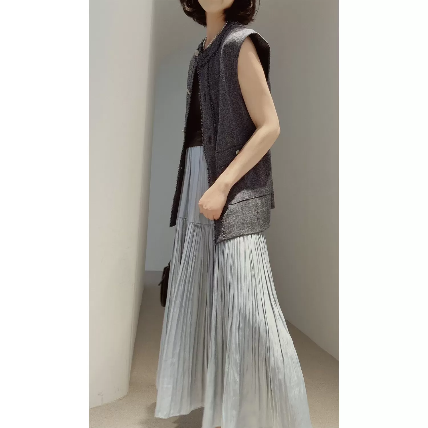 水仙~妖裙!26新【進口/可机洗免烫】松紧腰-真丝里/蒲褶手工半裙