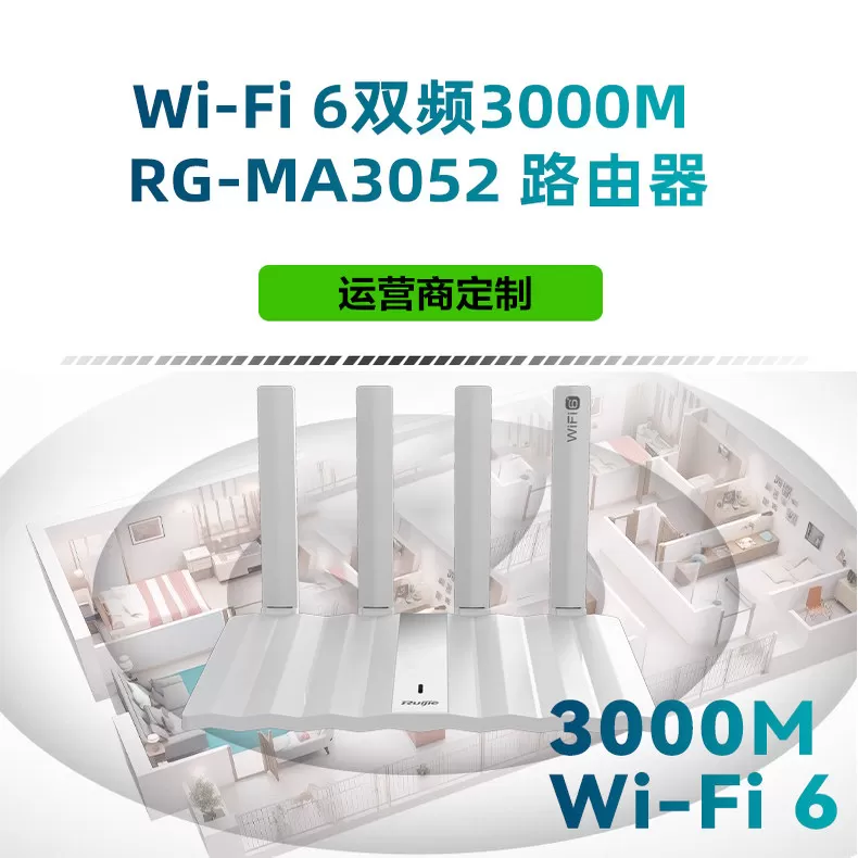 Ruijie锐捷钢琴家路由器RG-MA3063 MA3033联通运营商定制 移动电信全网通 WiFi6无线AX3000千兆家用高速WiFi