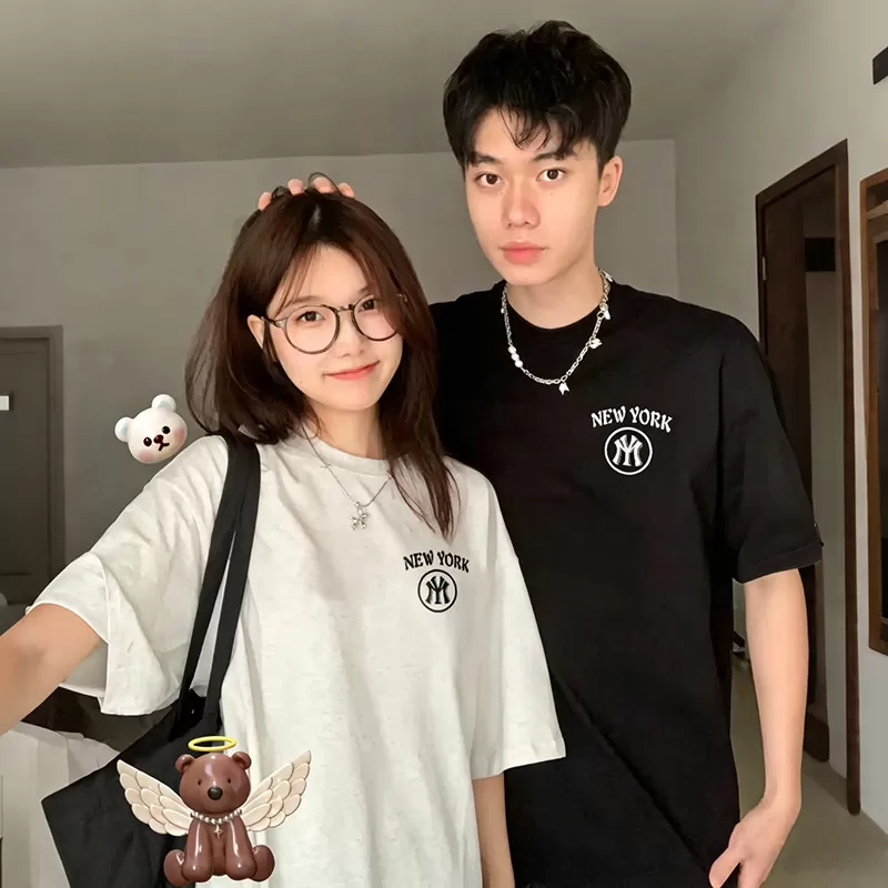 MYJU官方正品夏季情侣纯棉短袖26新款T恤男女圆领短袖成人2A13XK