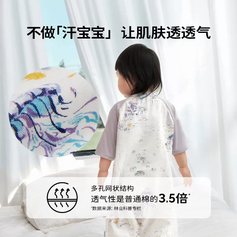 cutelife【轻羽】宝宝夏季睡袋竹棉分腿儿童防踢被子四季舒适A类