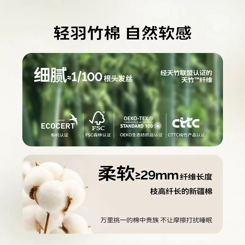 cutelife【轻羽】宝宝夏季睡袋竹棉分腿儿童防踢被子四季舒适A类