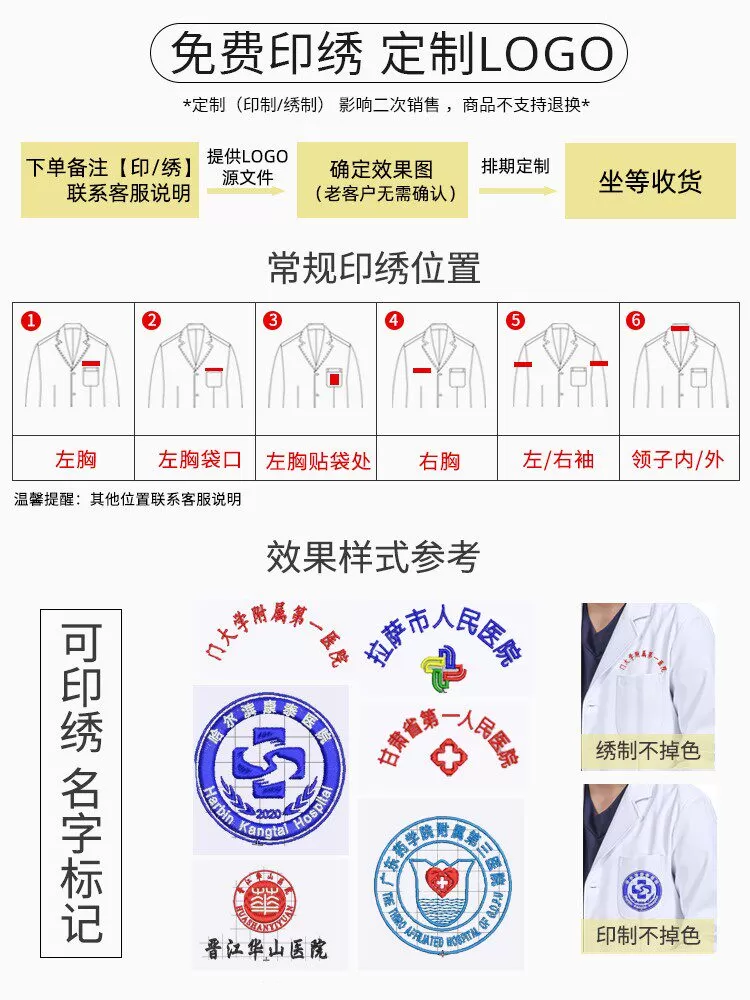 白大褂女医生长袖工作服隔离衣白大衣短袖医院学生护士实验服夏季