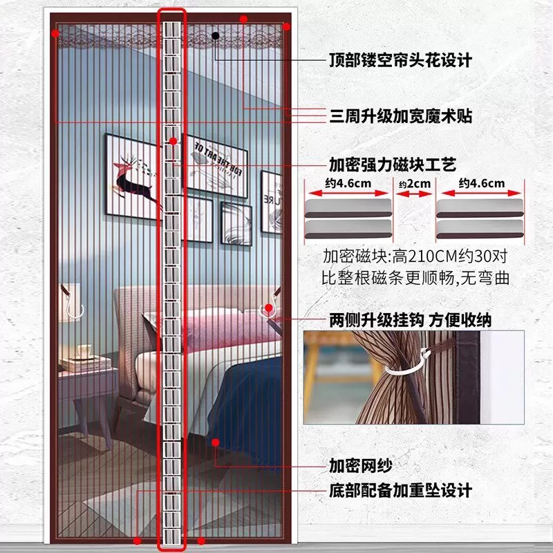 魔术贴防蚊门帘纱门夏季防蝇纱窗家用高档金刚网自吸磁铁2026新款