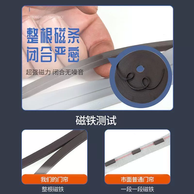 磁铁自吸夏季防蚊蝇虫家用外门商用自粘双开商铺磁吸金刚纱网门帘
