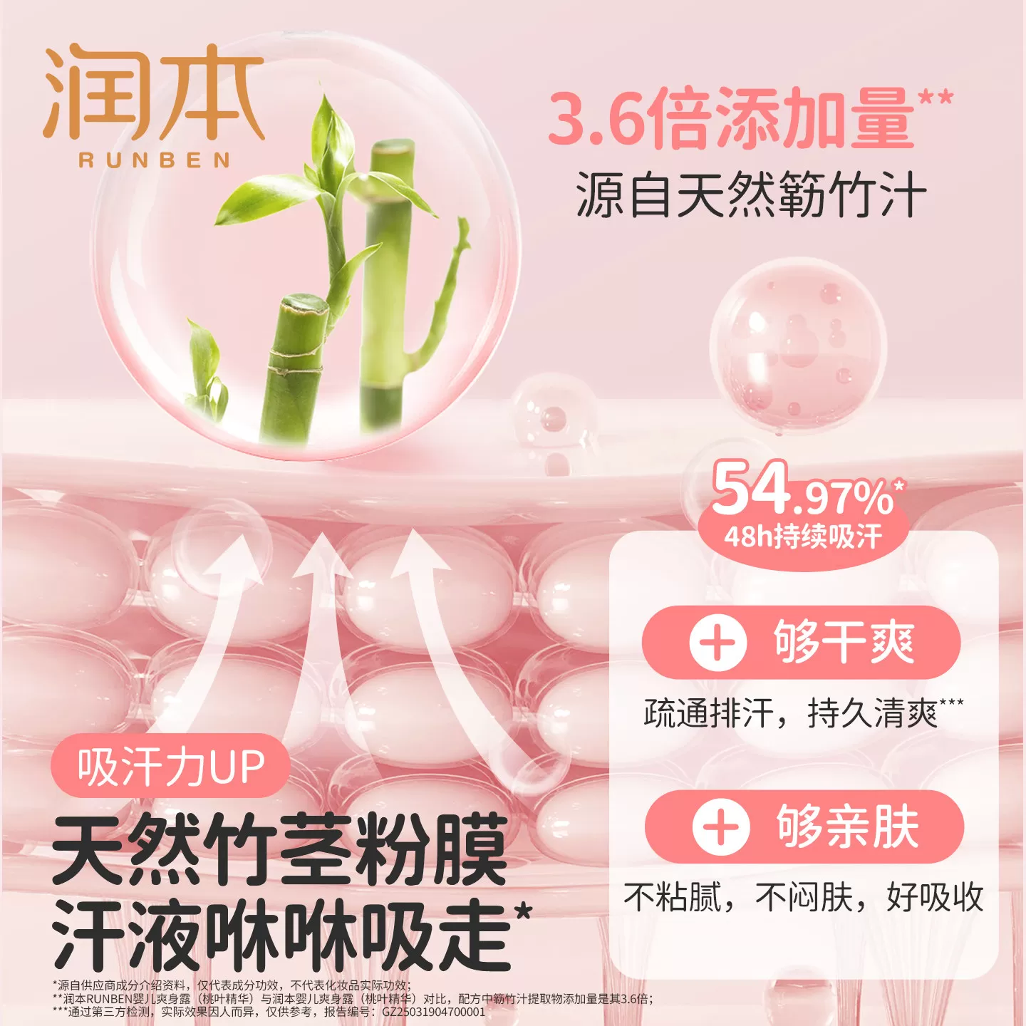 【活动专属】润本桃子水婴儿爽身露新生宝宝专用痱子水液体爽身粉