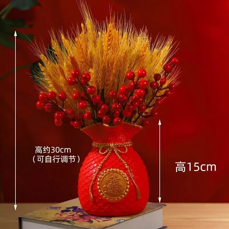 金黄花束天然黄金客厅大麦真花干福袋摆设乔迁装饰件麦穗钱袋子