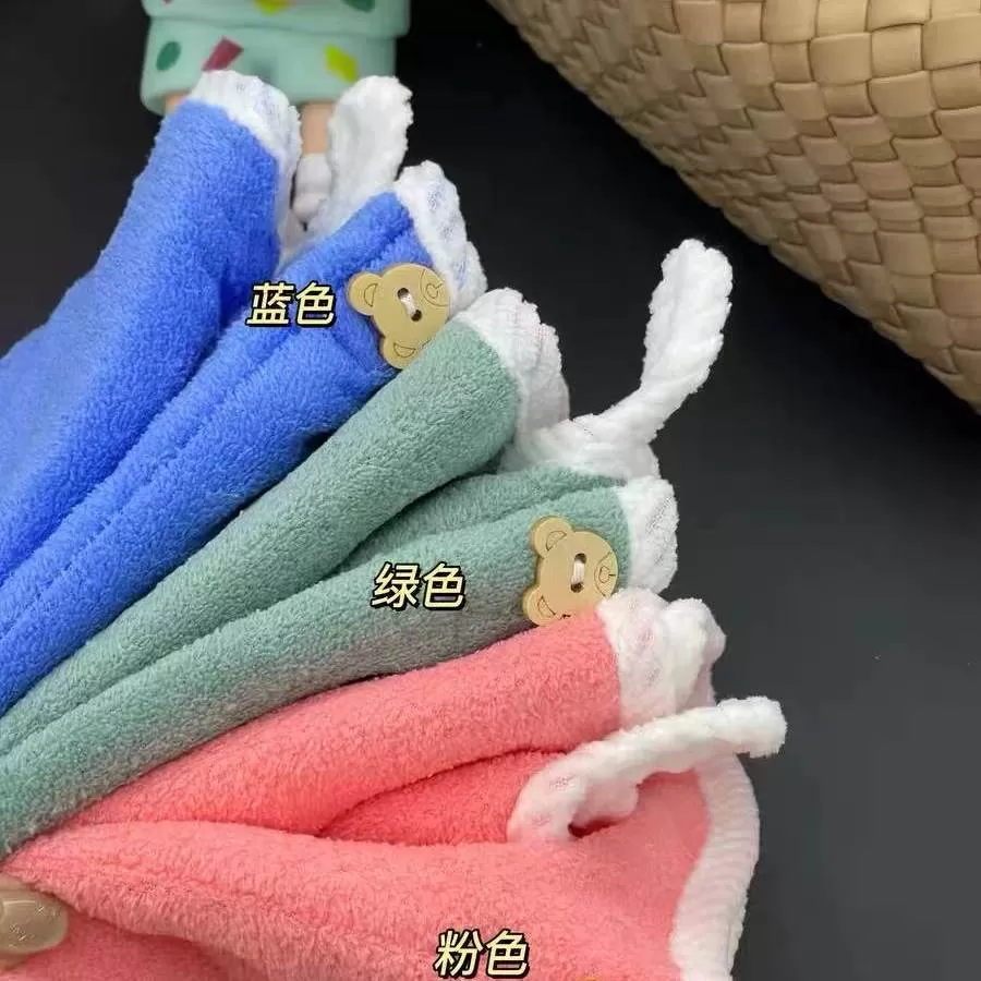 Y双层可爱干发帽女珊瑚绒吸水速干包头毛巾小熊装饰多色