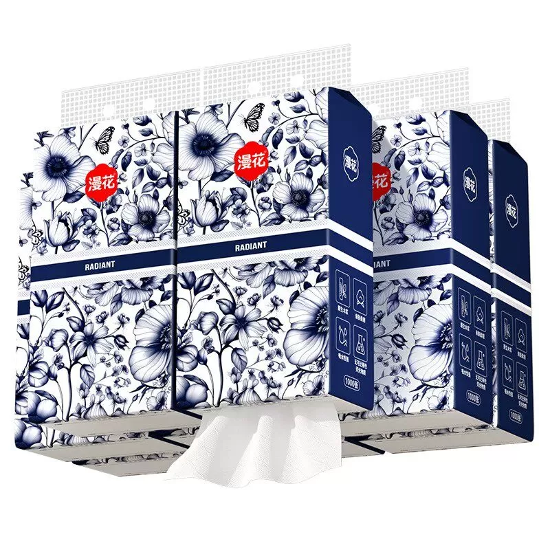 漫花国风挂抽抽纸1000张整箱擦手餐巾纸家用卫生纸防蚊用品面巾纸