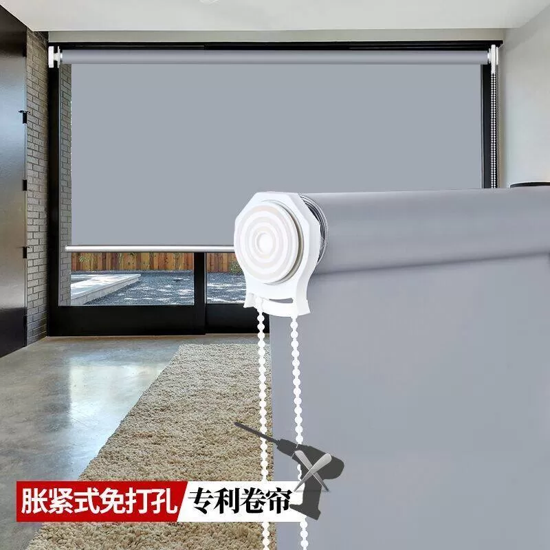 伸缩卷帘窗帘免打孔卫生间厨房浴室厕所全遮光防水卷拉式办公室帘