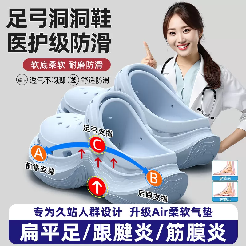 ECAC足弓支撑洞洞鞋女款2026新款夏季防滑防臭eva厚底高质量凉拖