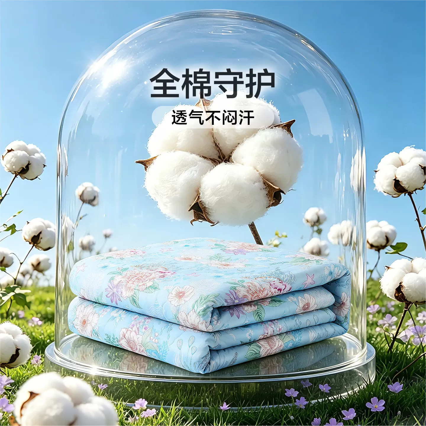 富安娜夏被纯棉夏凉被全棉可机洗空调被抑菌单双人学生薄被子被芯