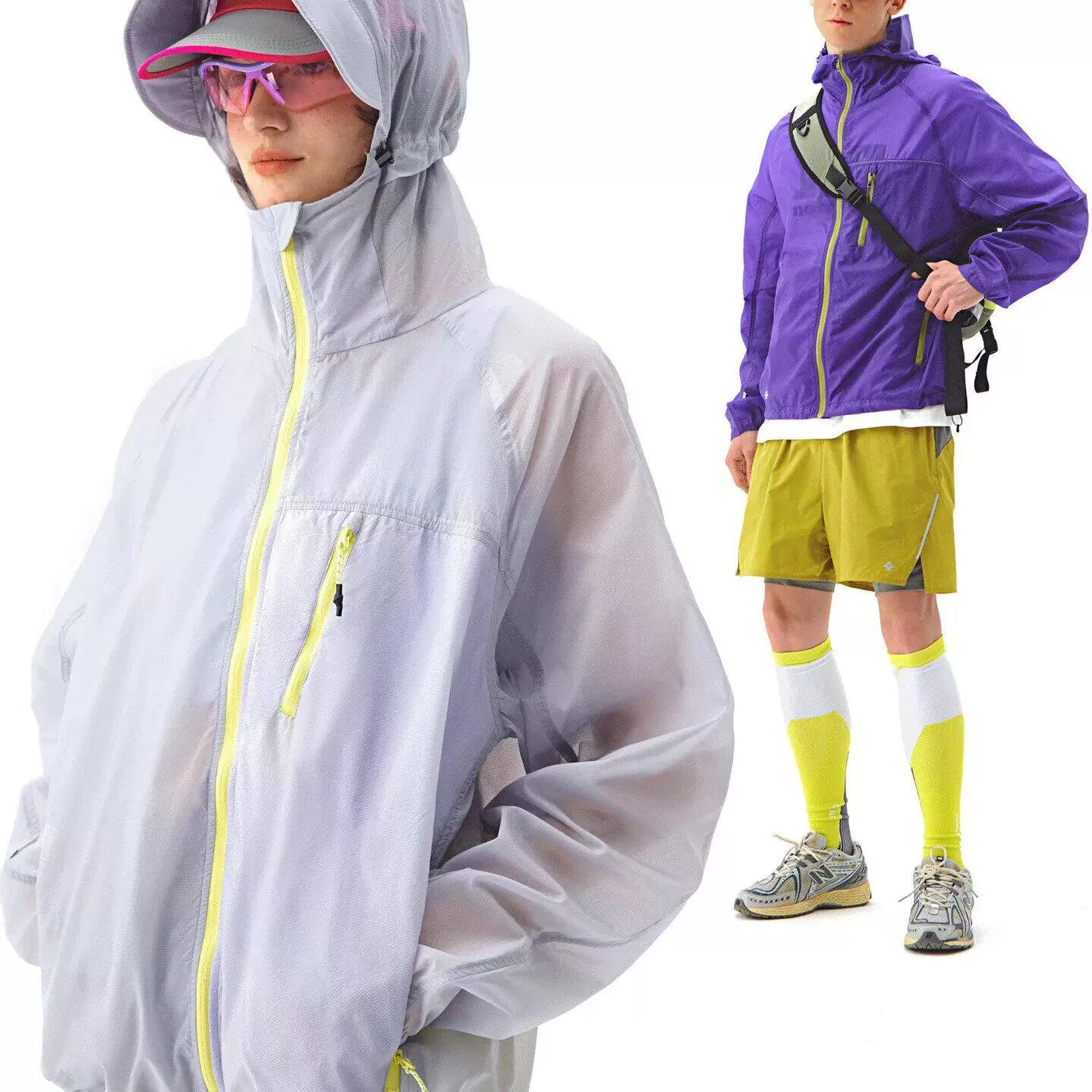 火柴棍北山防晒衣女士冰感轻薄透气连帽拉链户外防晒服男长袖外套