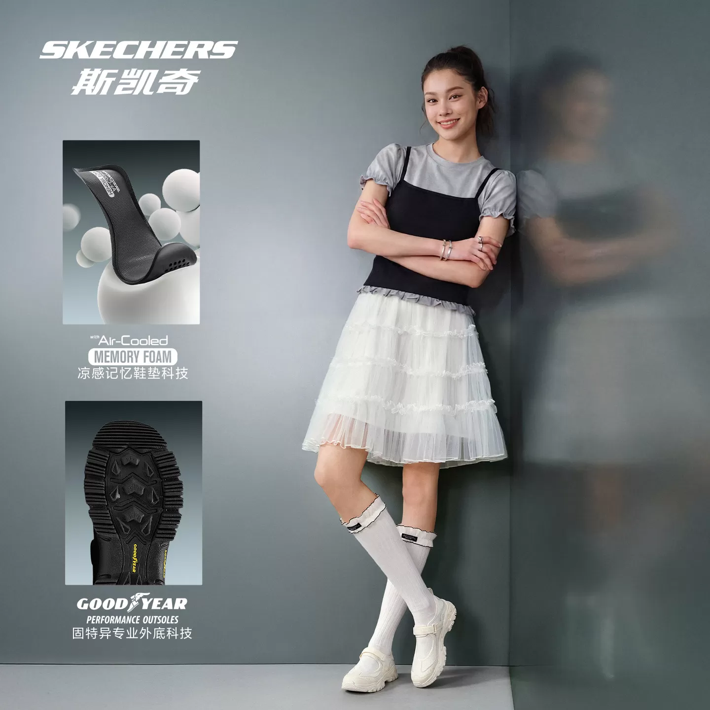 【明星同款】斯凯奇运动玛丽珍女鞋新品单鞋休闲鞋耐磨户外凉鞋