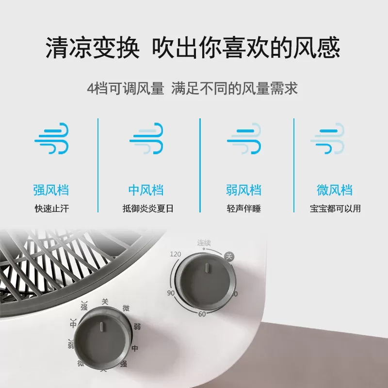 美的电风扇台式家用静音鸿运扇学生宿舍12寸10宝宝省电台扇转页扇