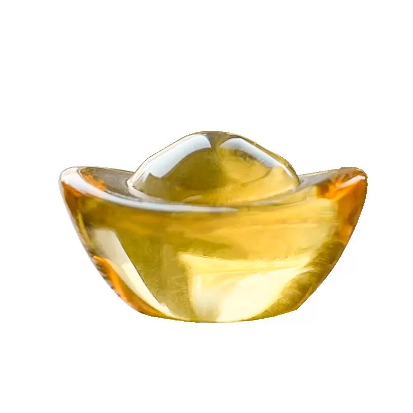 琉璃黄水晶小元宝摆件冰箱百福黄铜米缸聚宝盆填充物家居装饰