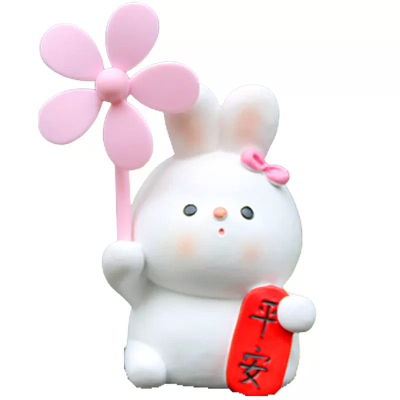 平安可爱小兔子风车竹蜻蜓电瓶自行汽车载电动摩托装饰送闺蜜礼品