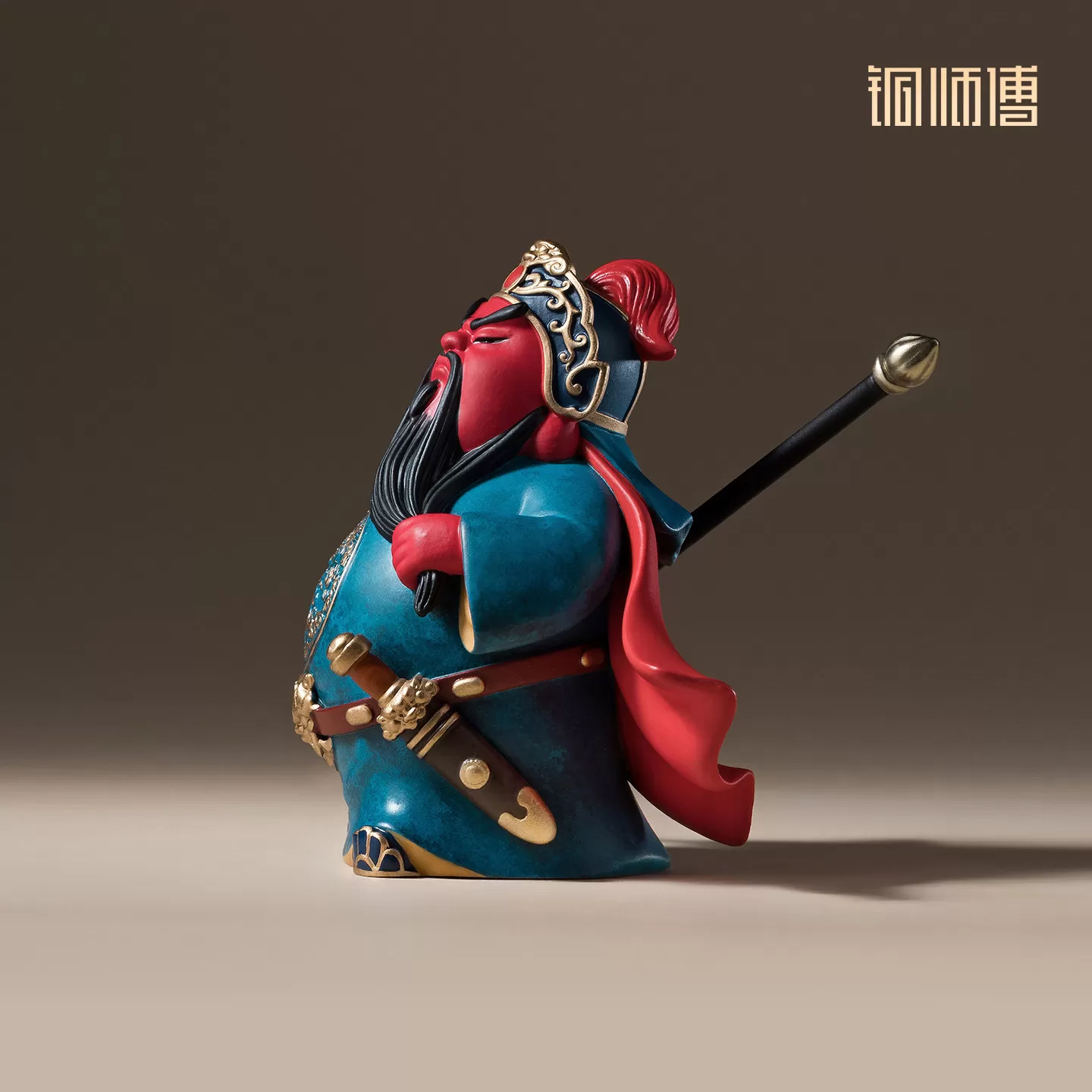 铜师傅《萌刀关羽》武财神关二爷铜摆件 办公桌书房创意工艺品