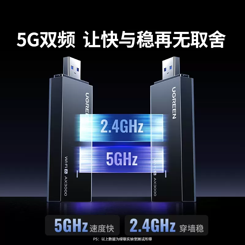 绿联usb无线网卡台式机wifi6接收发射器笔记本电脑主机家用上网卡热点外置网络外接千兆5G双频信号免驱动