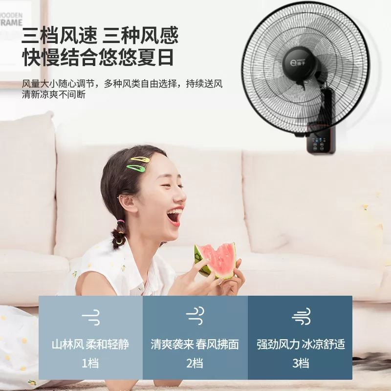扬子壁扇挂壁式电风扇家用免打孔工业大风力挂扇商用强力挂墙风扇