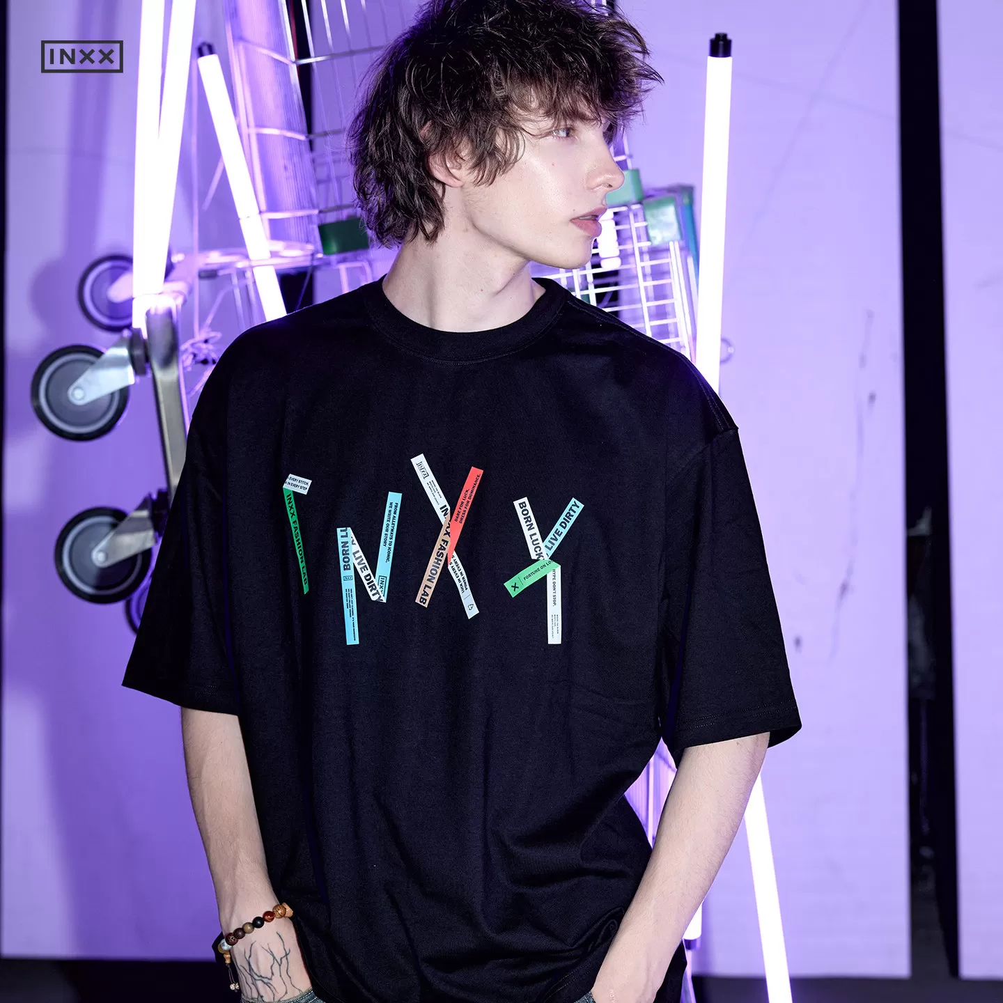 沈月同款 INXX折纸便签纯棉T恤2026夏季新款短袖男女休闲宽松上衣