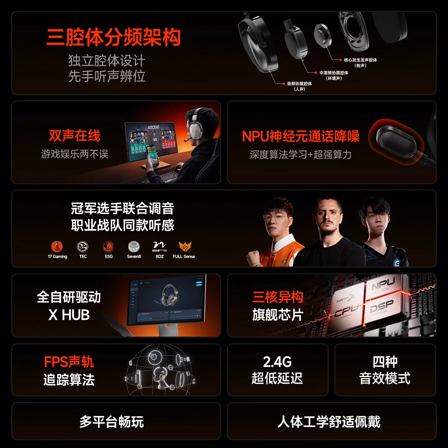 【何润东同款】西伯利亚T7头戴式耳机电竞游戏专用无线三角洲耳麦