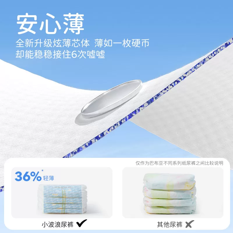 【百亿】巴布豆小波浪拉拉裤纸尿裤亲肤透气婴儿学步裤尿不湿