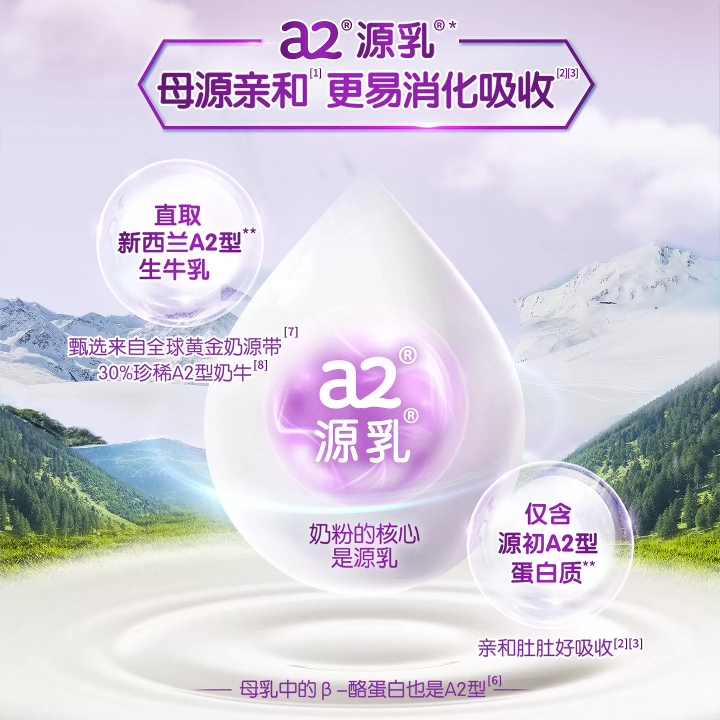 [官方旗舰]a2进口紫白金二段较大婴儿配方奶粉2段6-12月900g*8罐